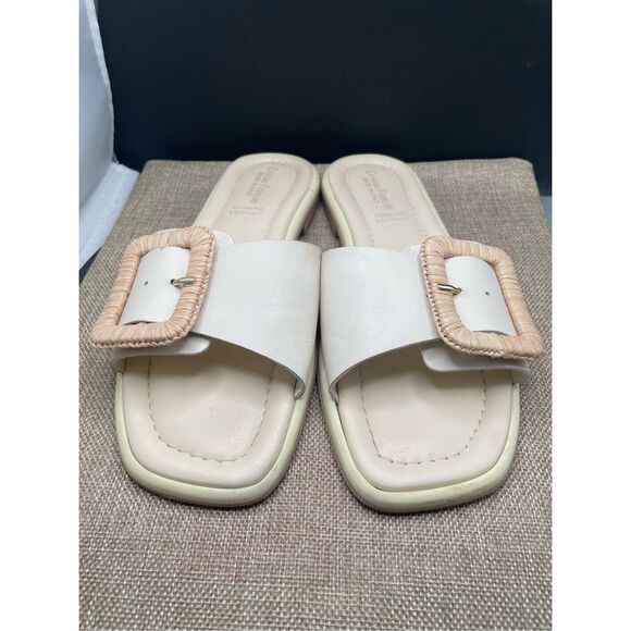 Cristina Francini Genuine Leather Sandals Cream Inez Buckle Size 8 Italian - Picture 2 of 11